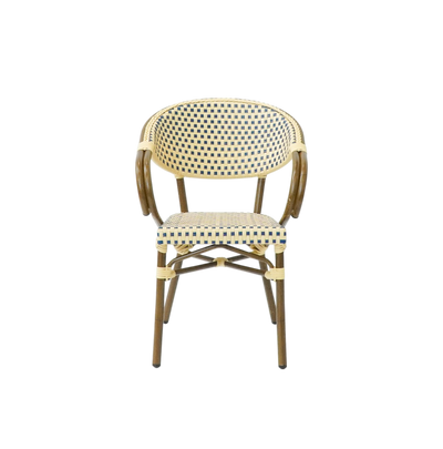 Paris - Caféstol m. armlæn - Flet - Blå-beige