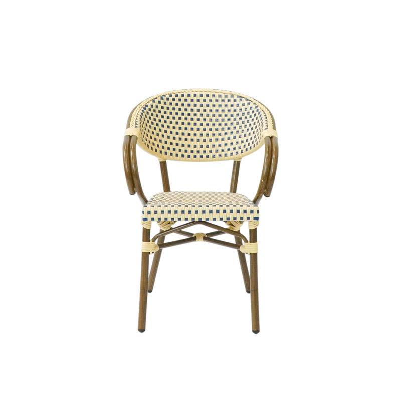 Paris - Caféstol m. armlæn - Flet - Blå-beige