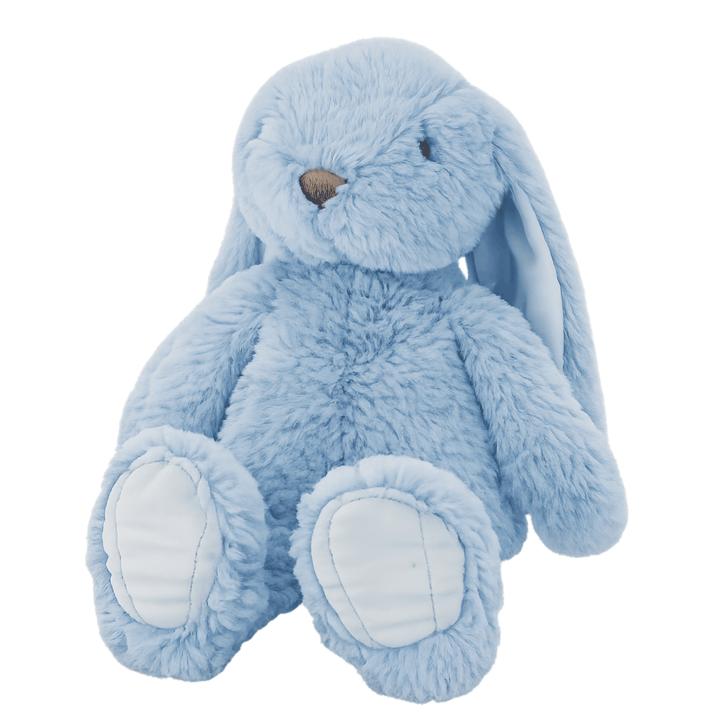 Blå kaninbamse på 40 cm i blødt plys med lange hængeører