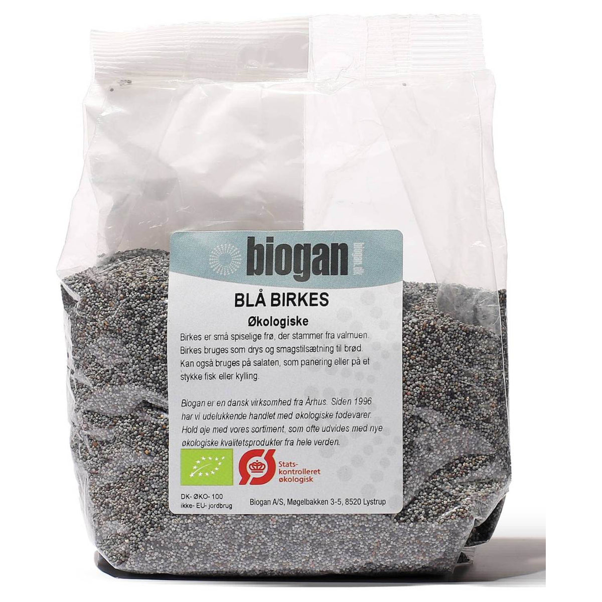Pose med økologisk blå birkes, 250 gram, fra Biogan