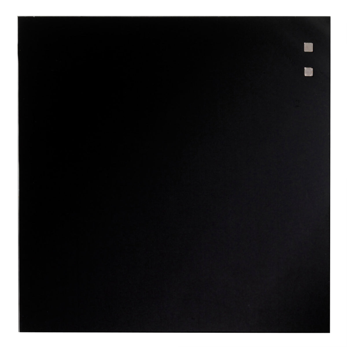 Sort firkantet magnetisk glastavle fra Naga, 35 x 35 cm, hængt på væg