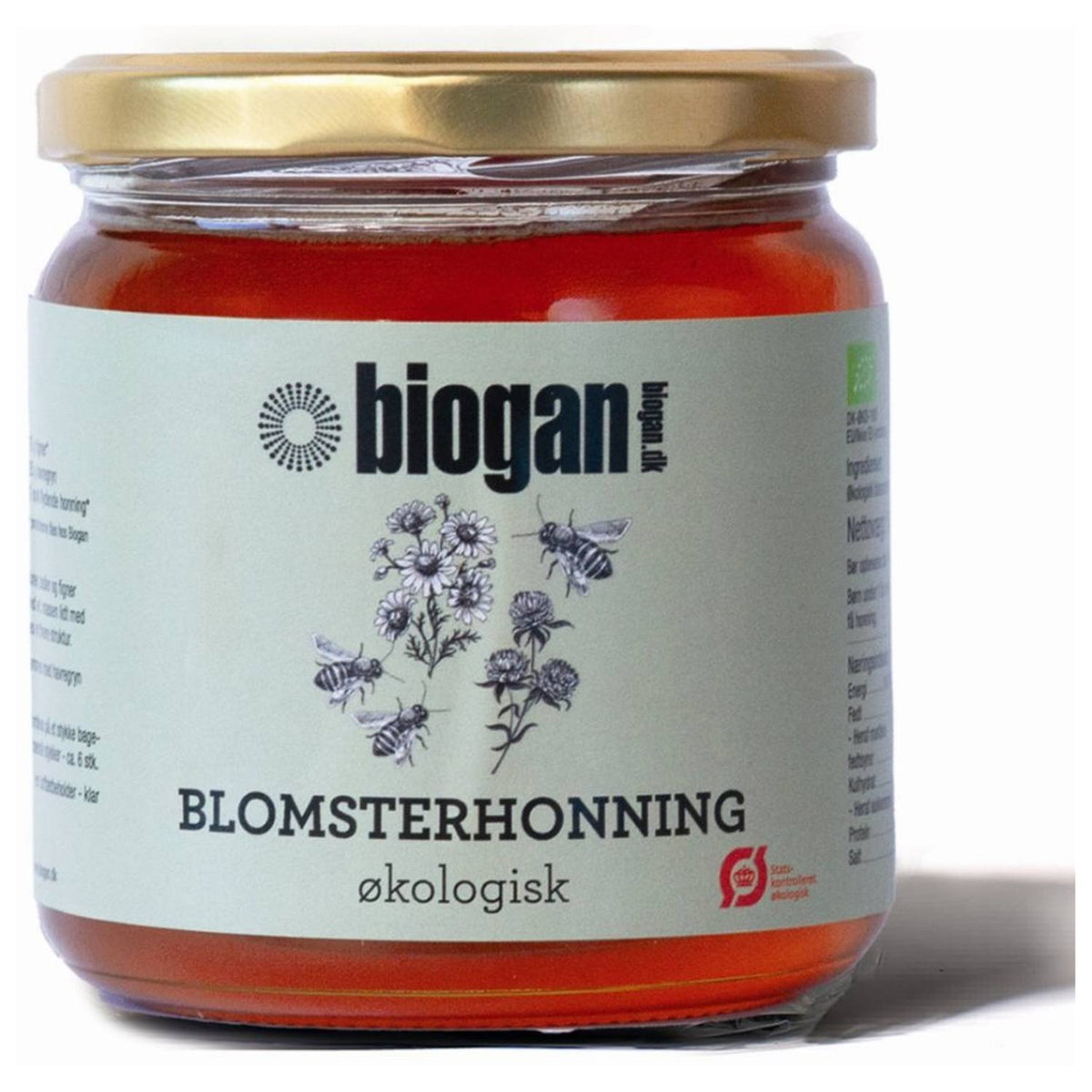 Flydende økologisk blomsterhonning fra Biogan, 500 gram