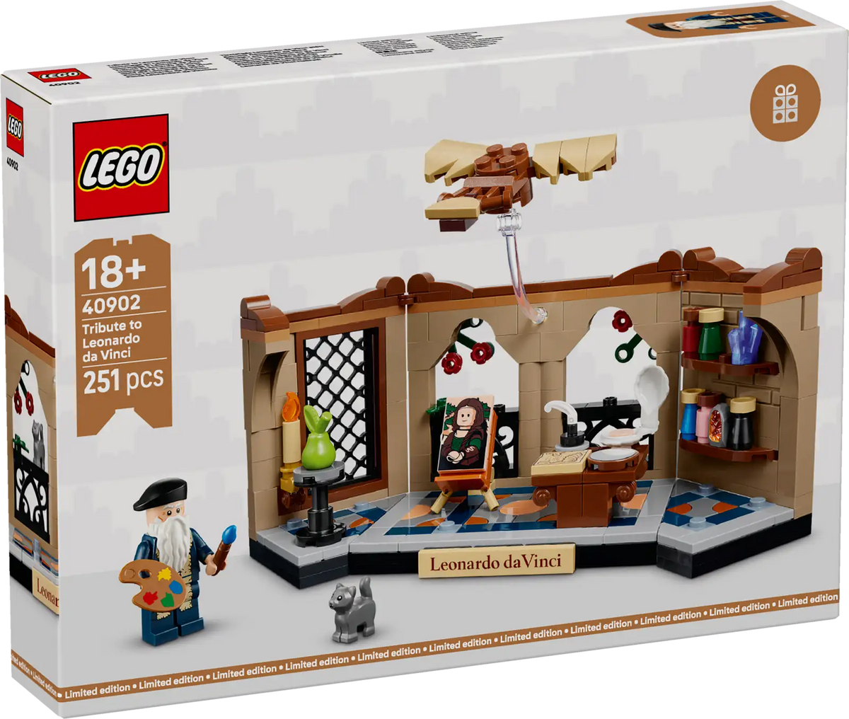 LEGO Hyldest til Leonardo da Vinci (40902), udstillingsmodel af hans værksted med tilbehør