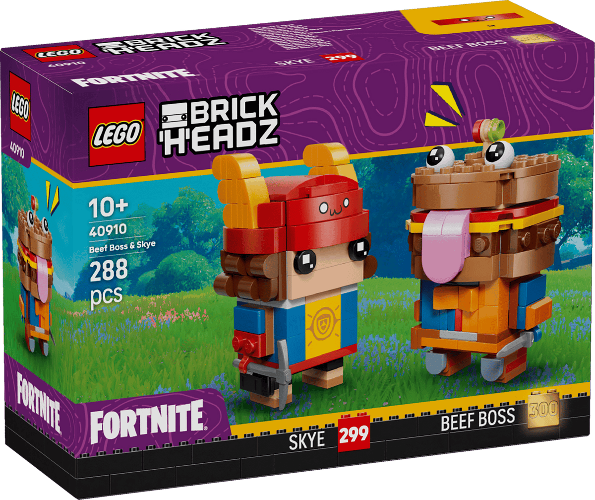 LEGO Fortnite BrickHeadz-sæt 40910 med figurerne Beef Boss og Skye