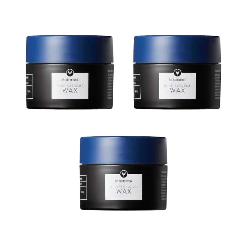 Tre pakker HH Simonsen Blue Extreme Wax à 90 ml, stylingvoks til håret
