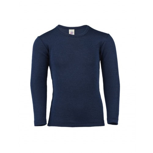 Engel bluse i merinould og silke i størrelse 128, farven Navy-blue