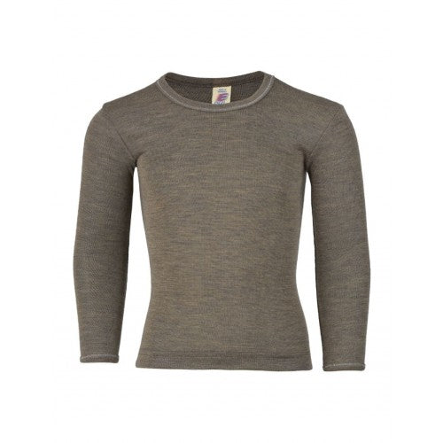 Engel bluse i merino uld og silke i farven Walnut, størrelse 176