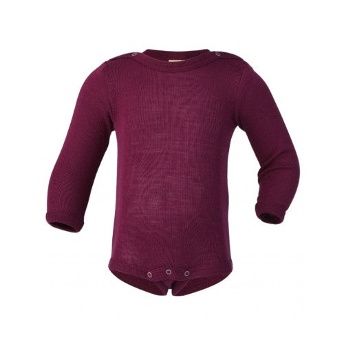 Engel langærmet body i merino uld og silke i farven orchid, størrelse 62/68