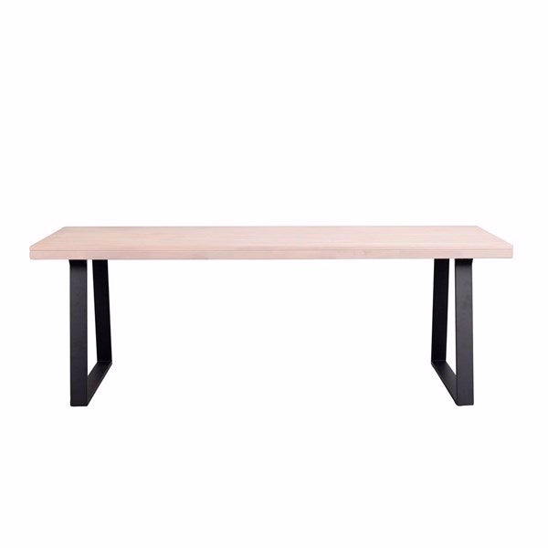 Rowico Home Brooklyn spisebord i hvidpigmenteret massiv eg med sorte U-ben