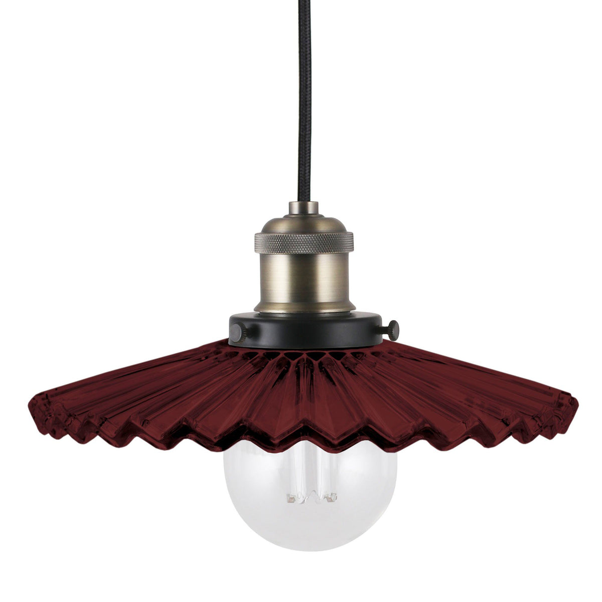 Globen Lighting Cobbler 25 pendel med skærm i vinrød burgundy nuance