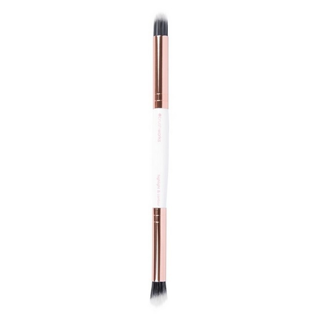 BrushWorks Highlight & Contour Brush makeupbørste i rosegold, pink og guld