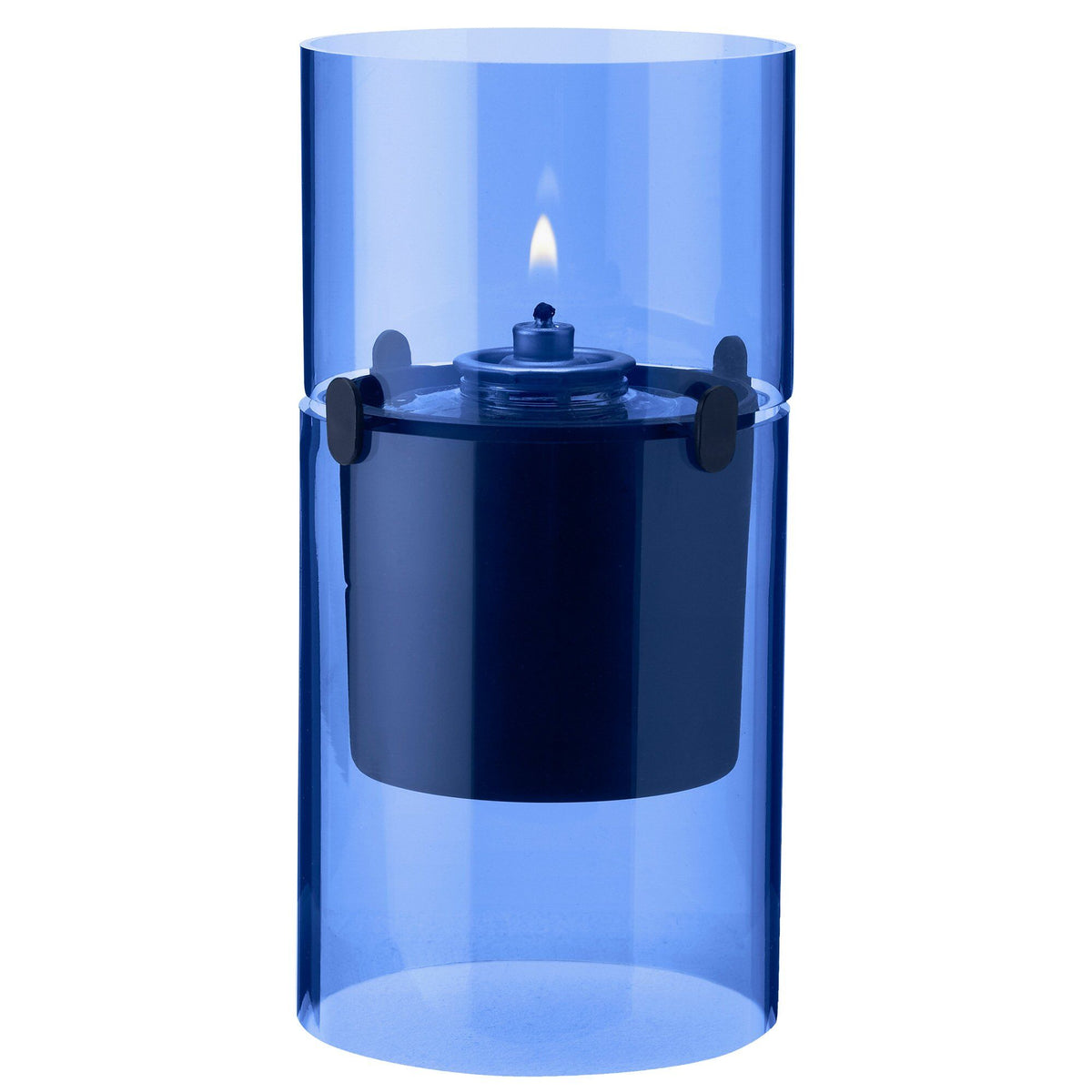 Stelton Lucie Hurricane olielampe i farven azure af borosilikatglas