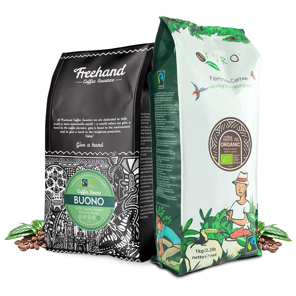 Buono & Puro Organic Dark Roast smagskasse med mørkristede kaffebønner