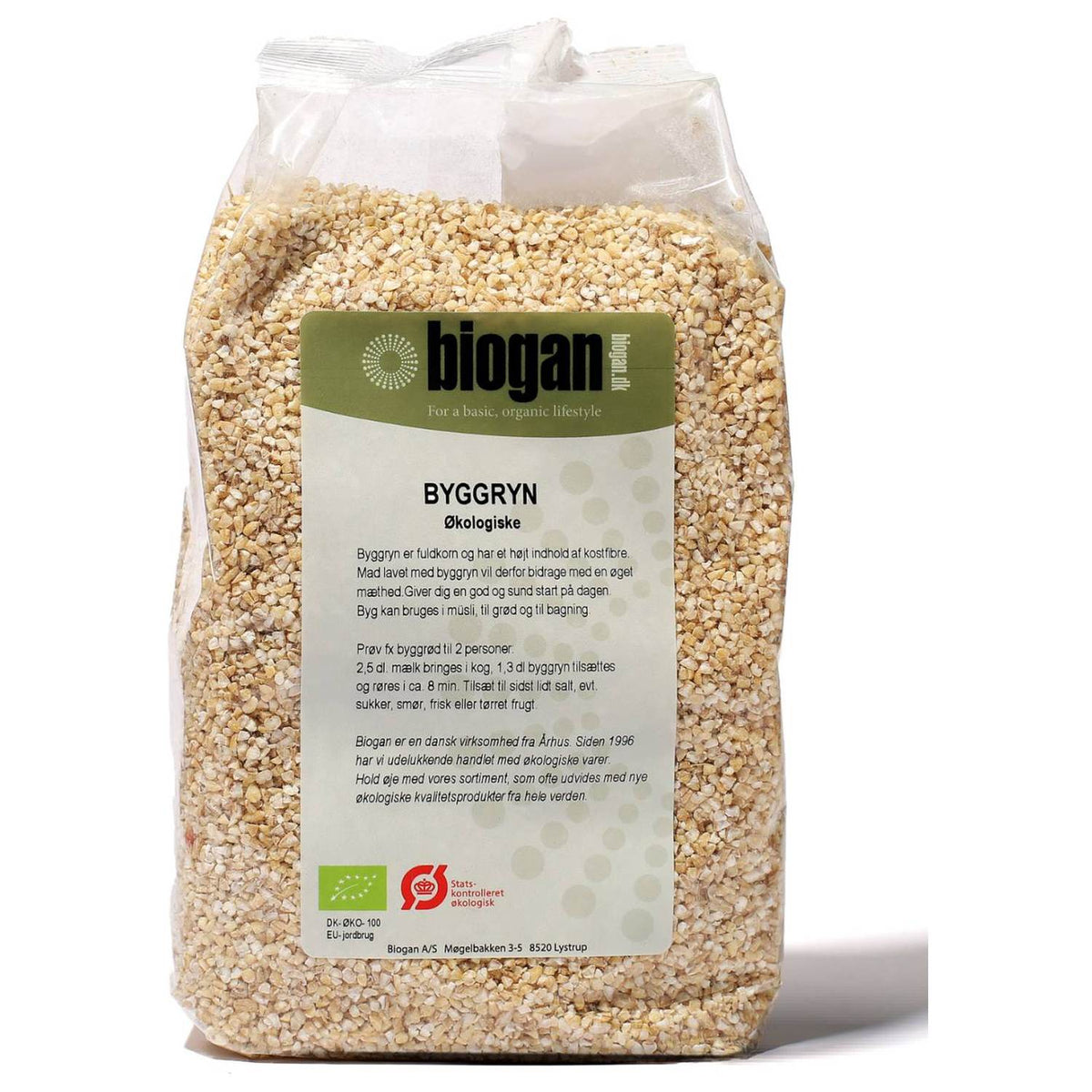 Pose med økologiske byggryn, 750 gram, fra Biogan