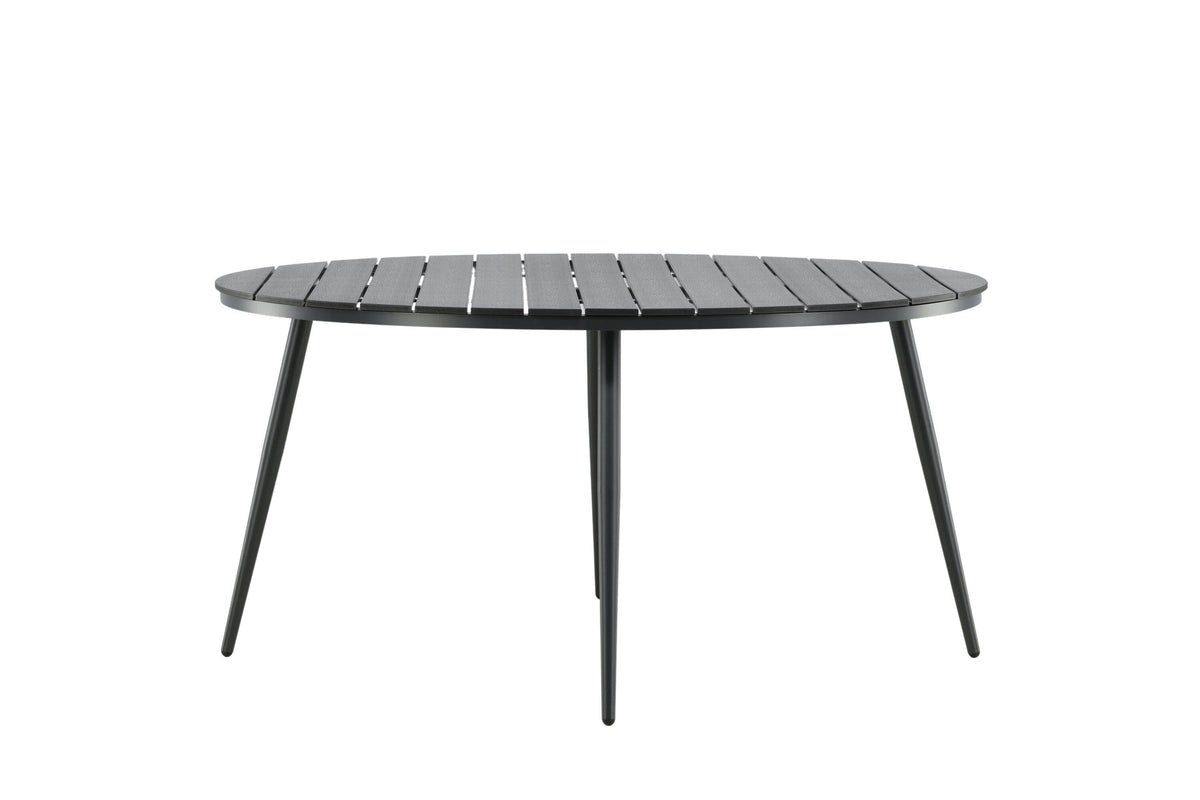 Sort rundt Break spisebord i aluminium og aintwood fra Venture Home