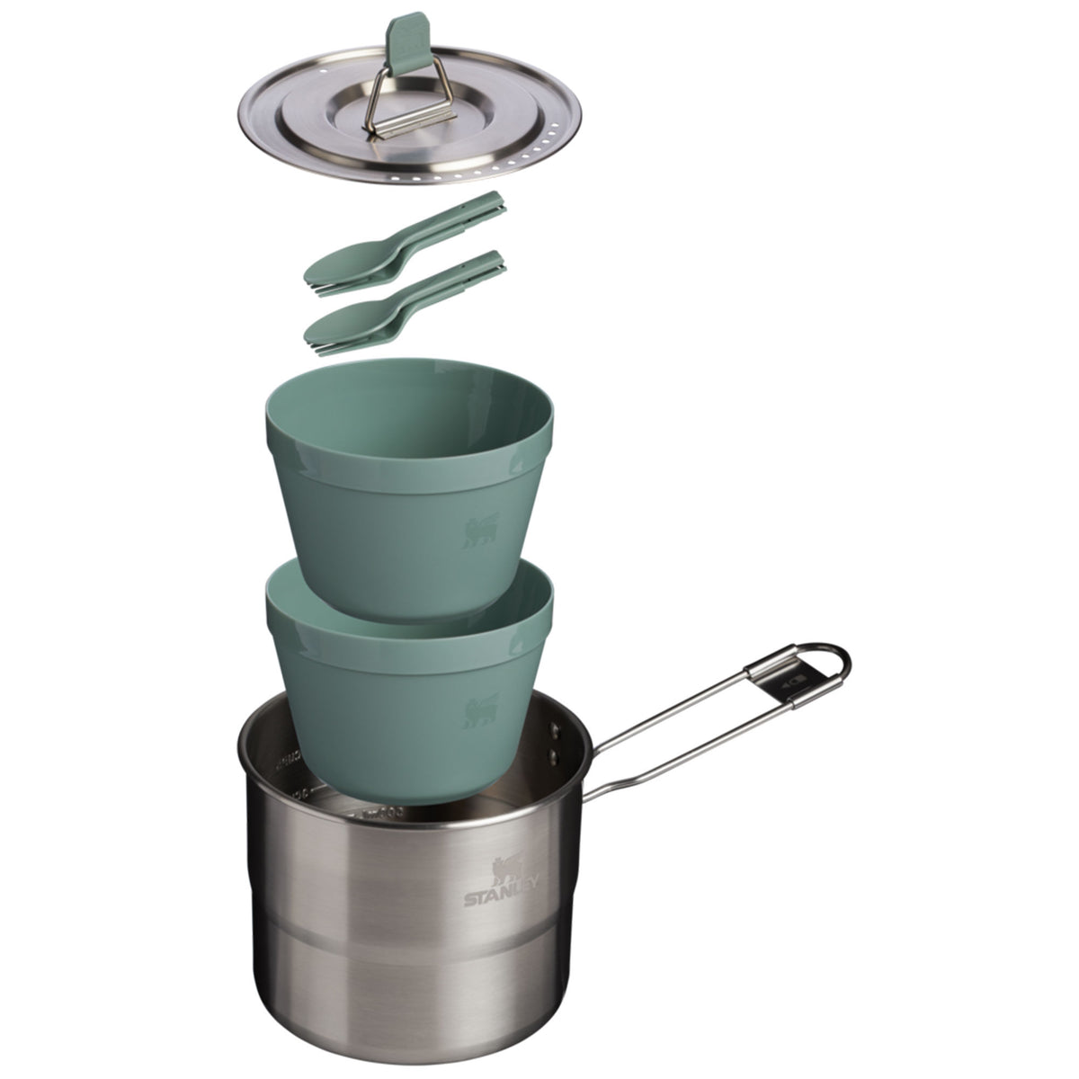Stanley Wildfare Go Two Bowl campingsæt i rustfrit stål, farven Shale/Charcoal