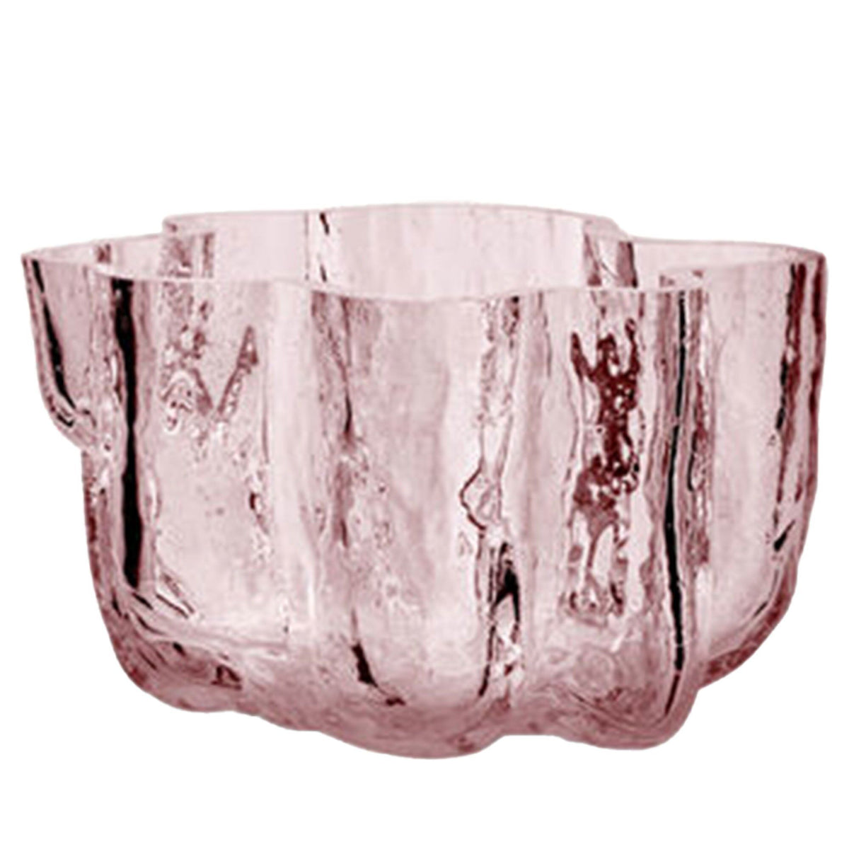 Rosa Crackle lysestage i glas fra Kosta Boda, 5,8 cm