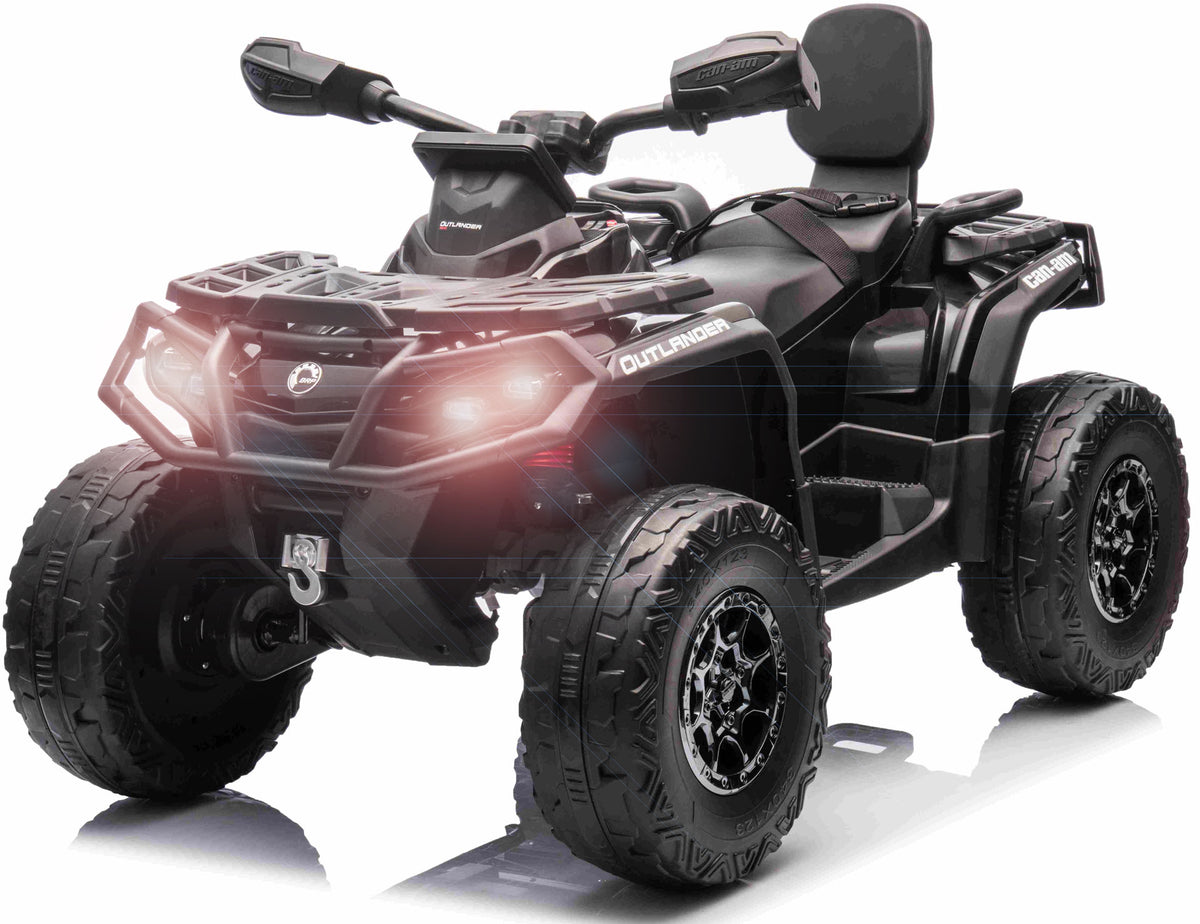 Sort Can-Am Outlander el-ATV til børn fra Megaleg med lædersæde