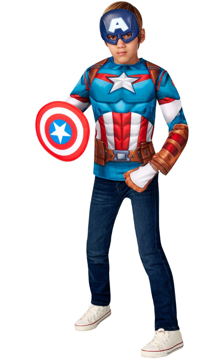 Se Captain America Deluxe Top udklædningssæt, 8-10 år ✔ Kæmpe udvalg i Rubie's - Køb online på udsalg og tilbud lige nu ✔ Lav fragtpris og hurtig levering - Varenummer: MMAction-20340332 og 48229007738 på lager - Udsalg på Avengers Børnekostumer Store besparelser – op til 71% - Store besparelser på over 2.281 mærker