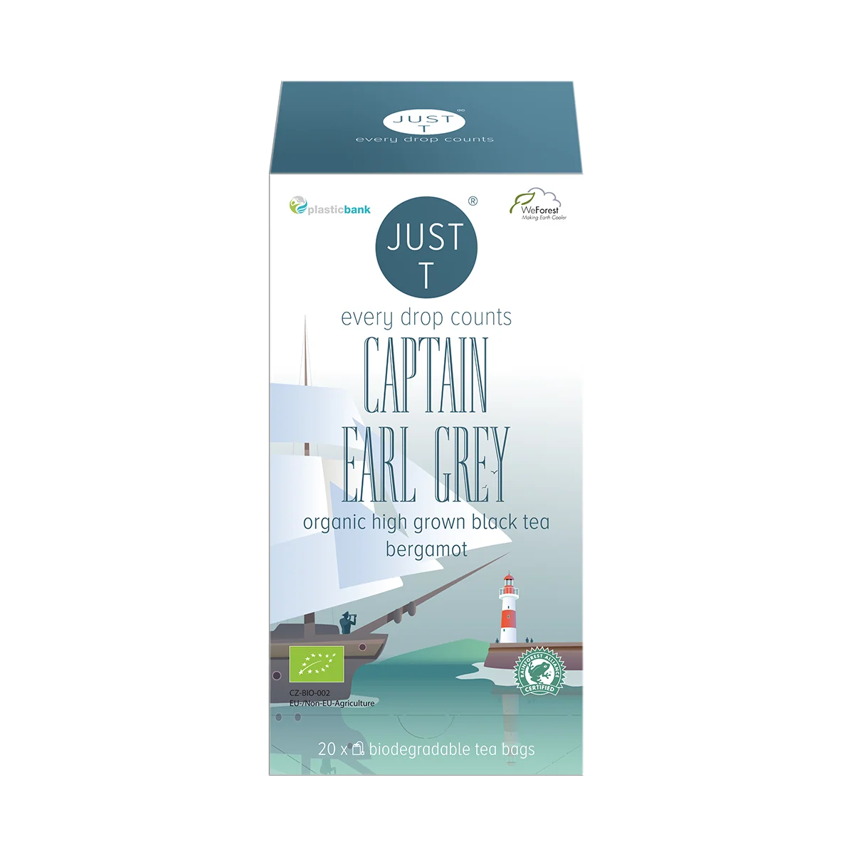 Just T Captain Earl Grey, aromatiseret sort brevte med bergamot