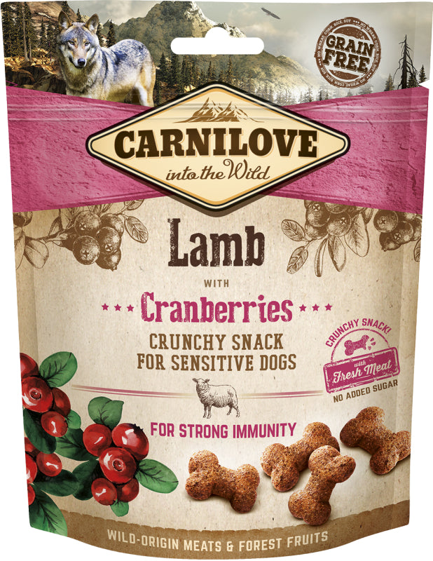 Carnilove Chrunchy snack, hundegodbidder med lam og tranebær