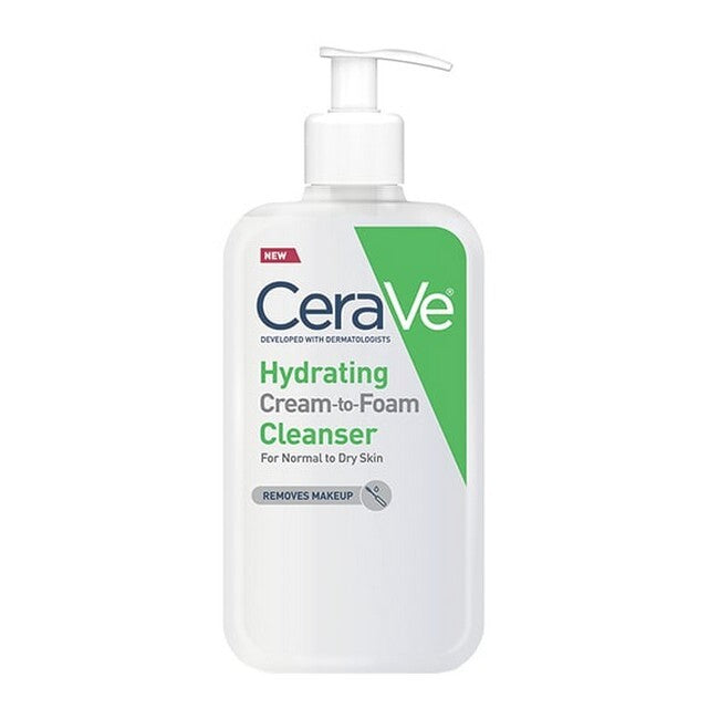 CeraVe Hydrating Cream-to-Foam Cleanser ansigtsrens til normal til tør hud, 236 ml