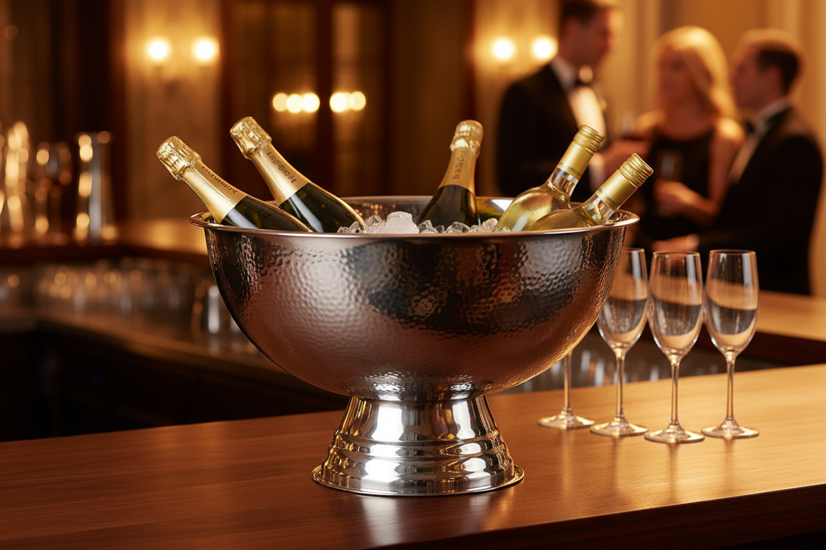 Se Champagnekøler Hammered, rustfri stål, Ø40 cm ❤ Kæmpe udvalg i Bolig og Haven - Køb online på udsalg og tilbud lige nu ❤ Super billig fragt og lynhurtig levering - Varenummer: Bolig&Haven-48059234648394 og barcode / Ean: 8719987972621 på lager - Udsalg på Op til 57% rabat - Over 1.329 brands på online udsalg