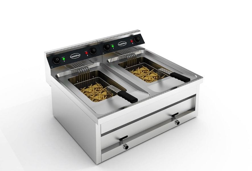 Combisteel dobbelt frituregryde med to kar på 12 liter, bordmodel