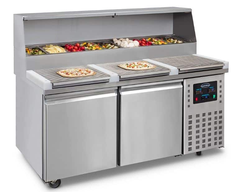 Combisteel pizzadisk med to kølede skabe til toppings og råvarer