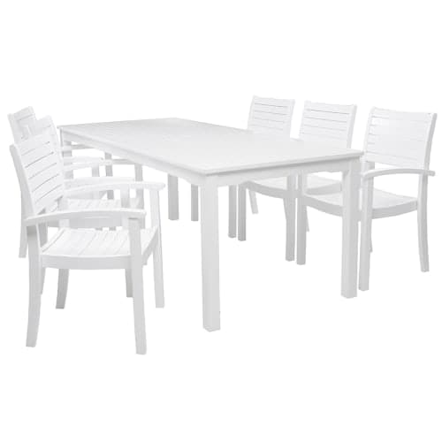 Liva L havemøbelsæt med 6 stole - Hvid
