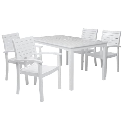 Liva M havemøbelsæt med 4 stole - Hvid