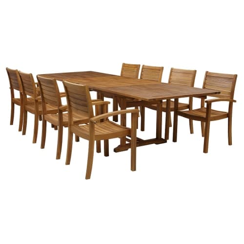 Liva XL havemøbelsæt med 8 stole - Natur