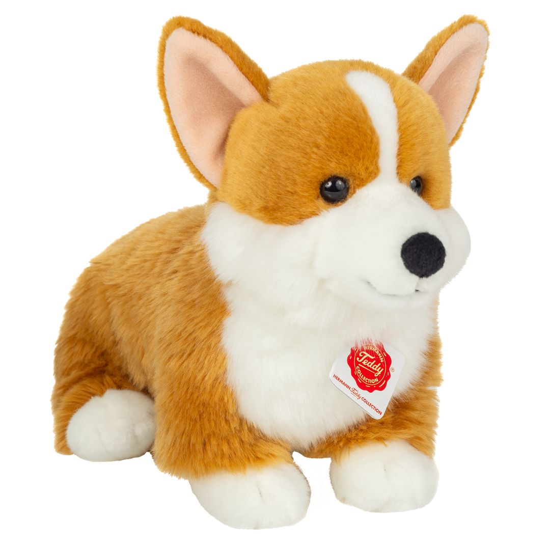 Siddende lys Corgi bamse fra Teddy Hermann, naturtro legetøjshund
