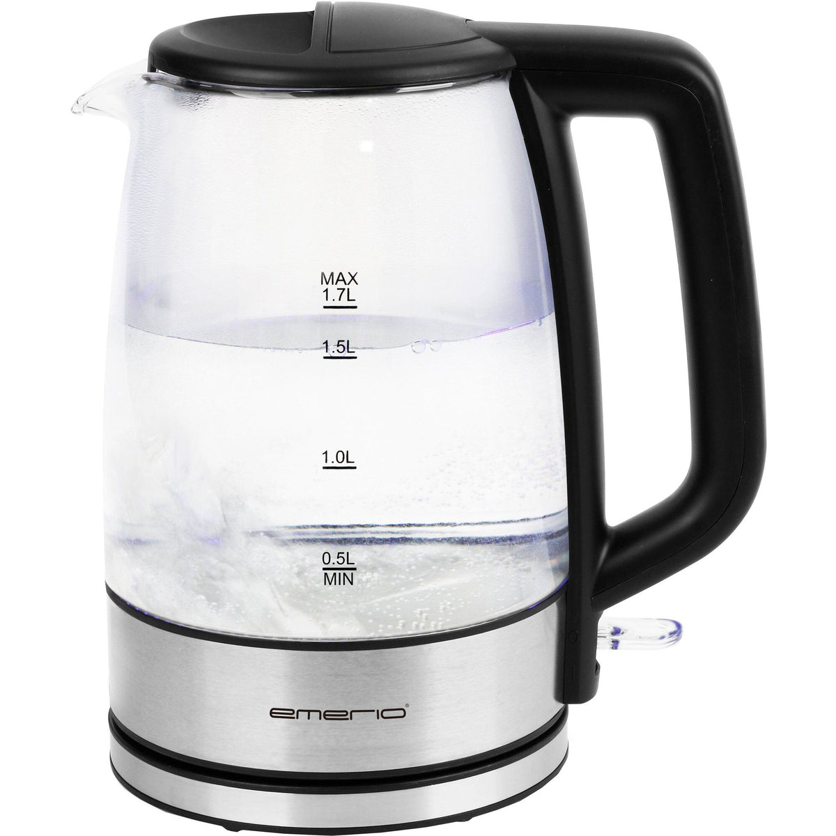 Emerio elkedel i gennemsigtigt glas, 1,7 liter