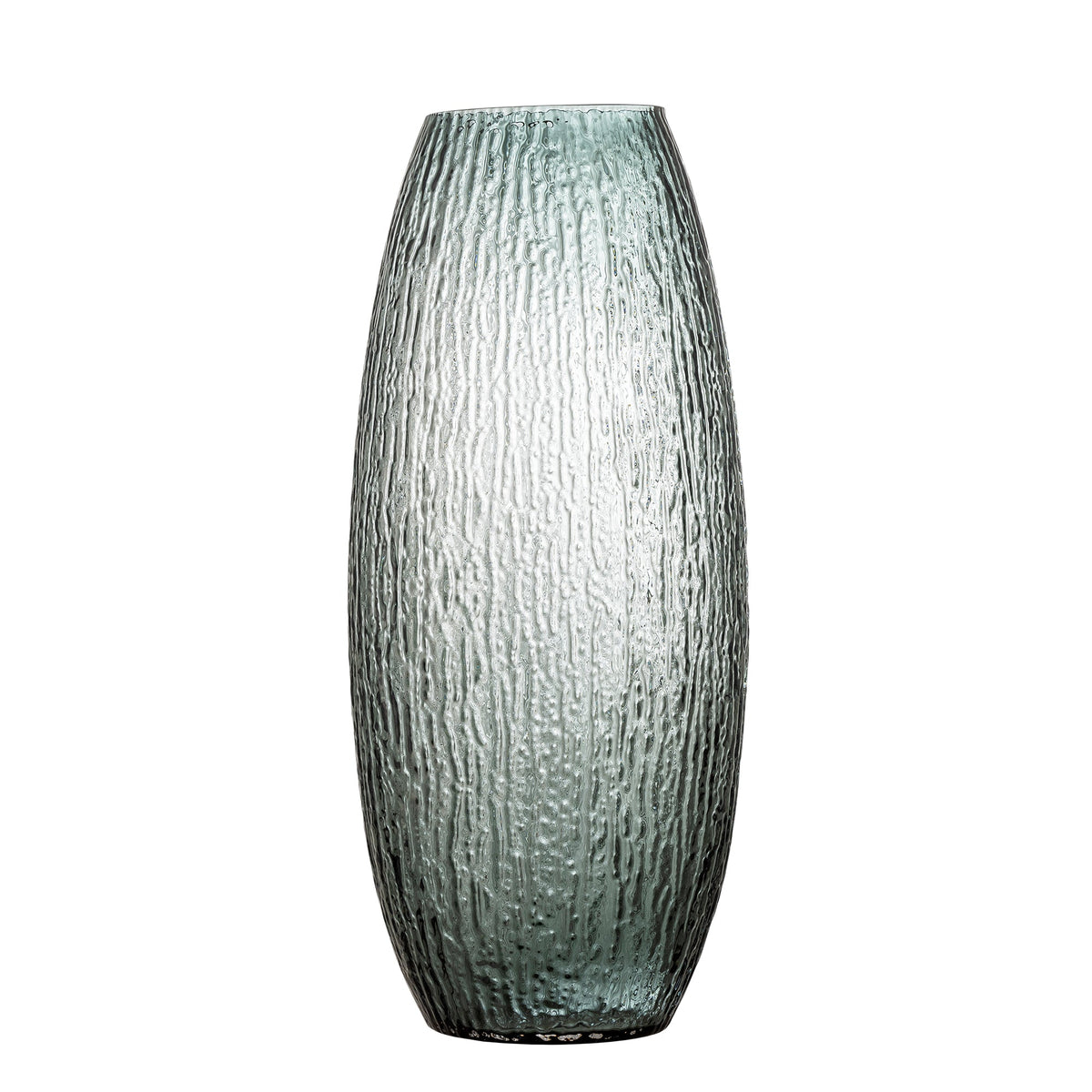 Bloomingville Brock vase i grå glas med lodret reliefstruktur