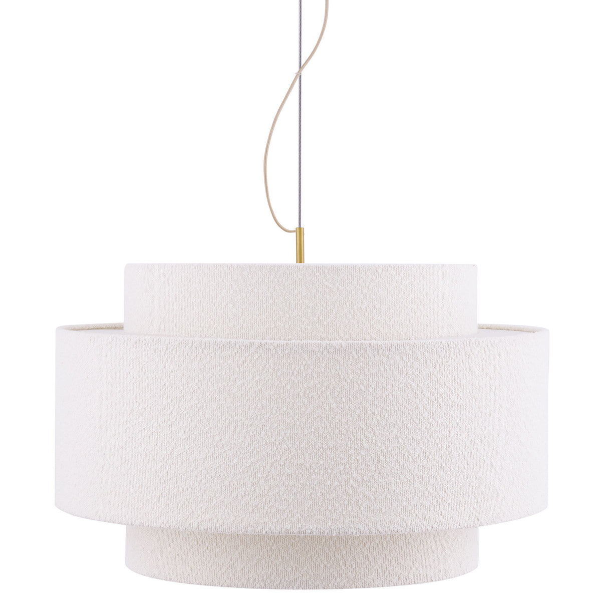 Globen Lighting Noah Bouclé pendellampe i hvid, 70 cm, med skærm i bouclé-stof