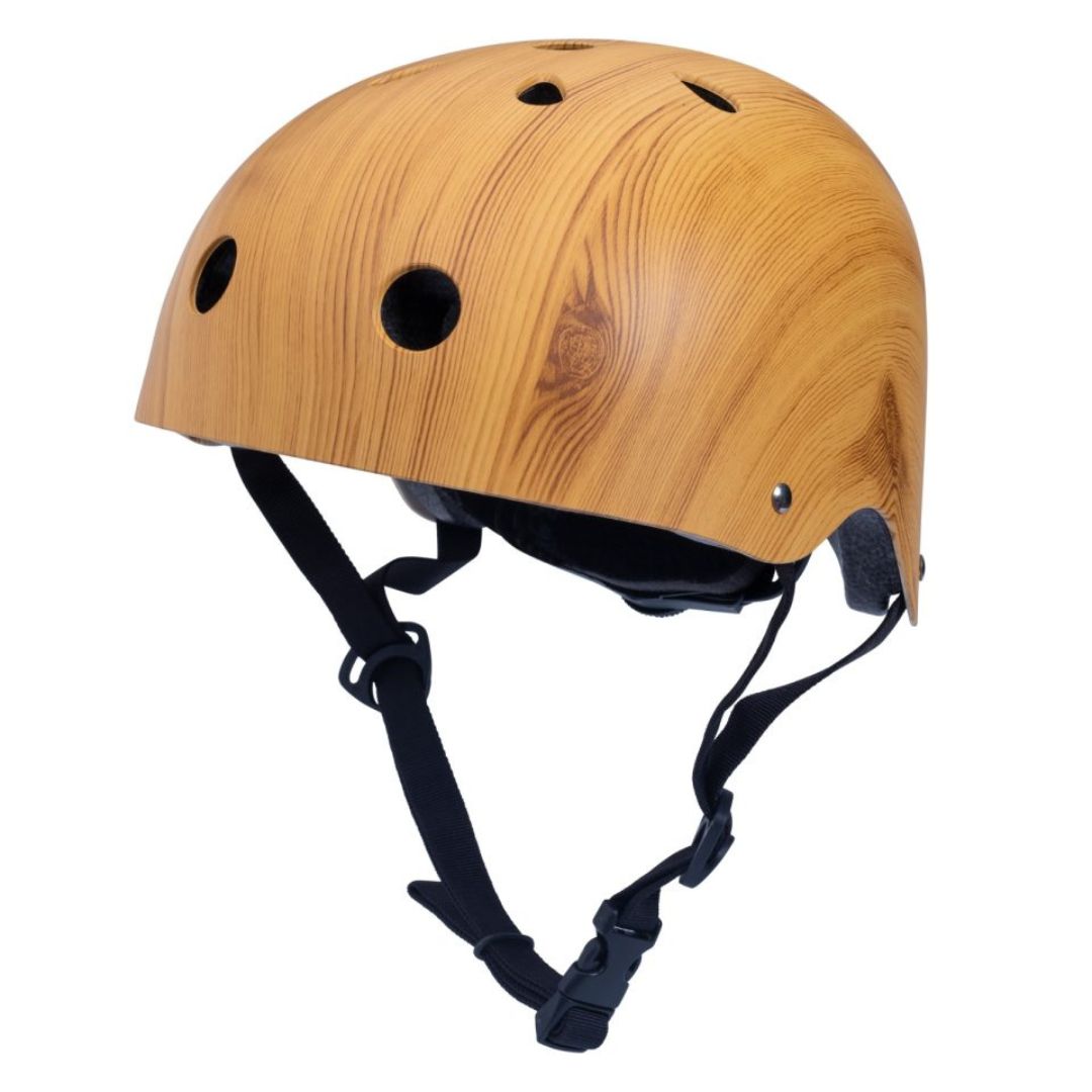 Retro cykelhjelm i træ-look til børn på 4-8 år fra Coconut, størrelse Medium