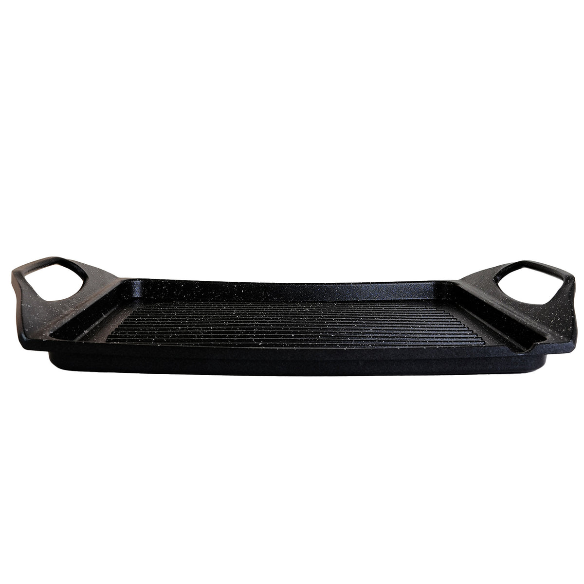 Sort rillet grillplade med håndtag fra Sagaform, serien Isak, 45 x 27 cm