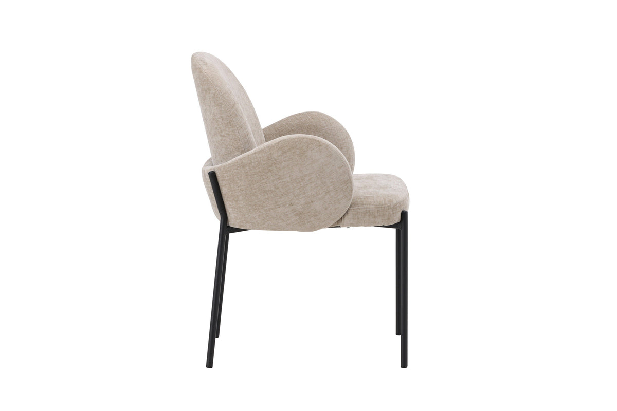 Beige Blom spisebordsstol med armlæn og polstring fra Venture Home