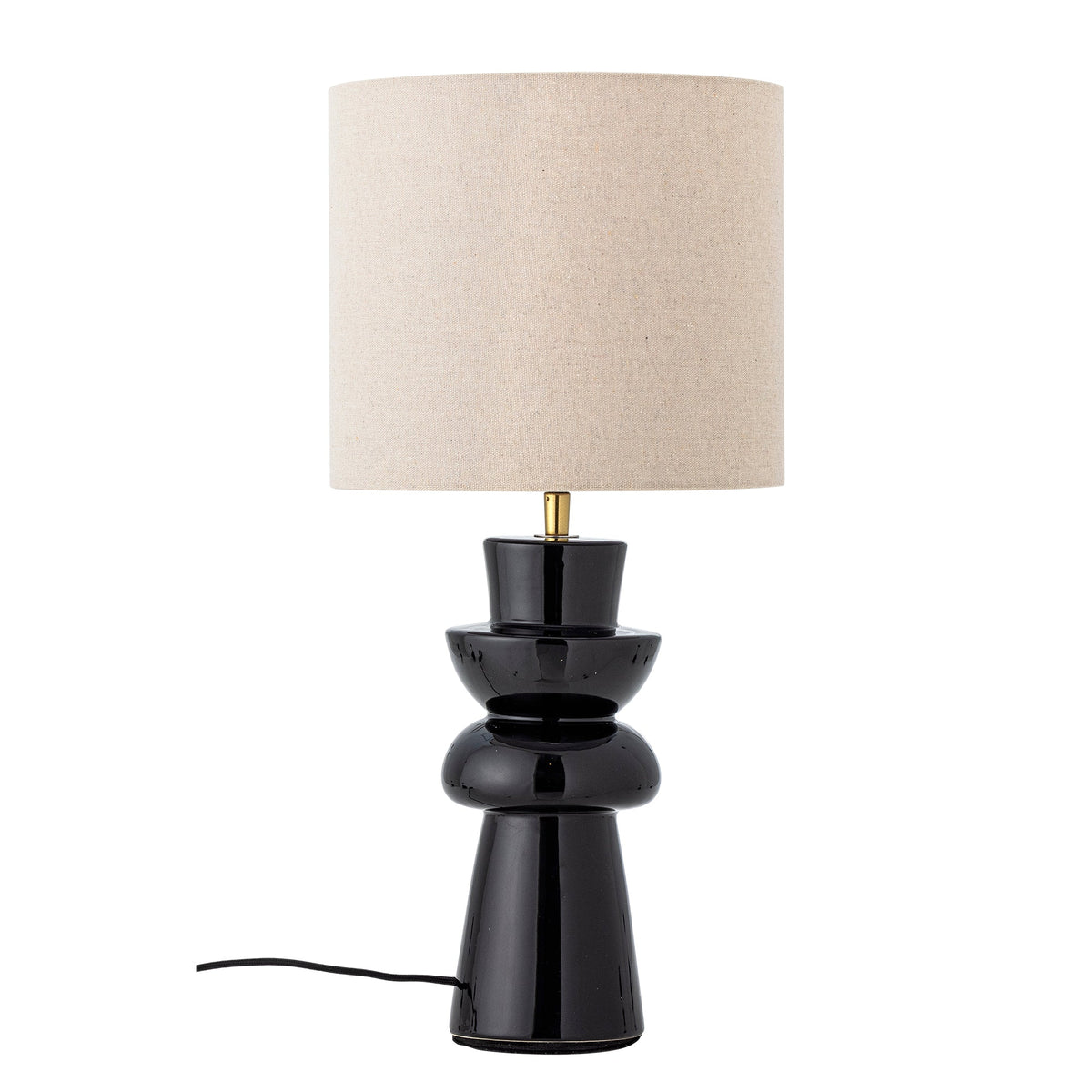 Sort bordlampe i stentøj fra Bloomingville, modellen Lio, med skulpturel fod