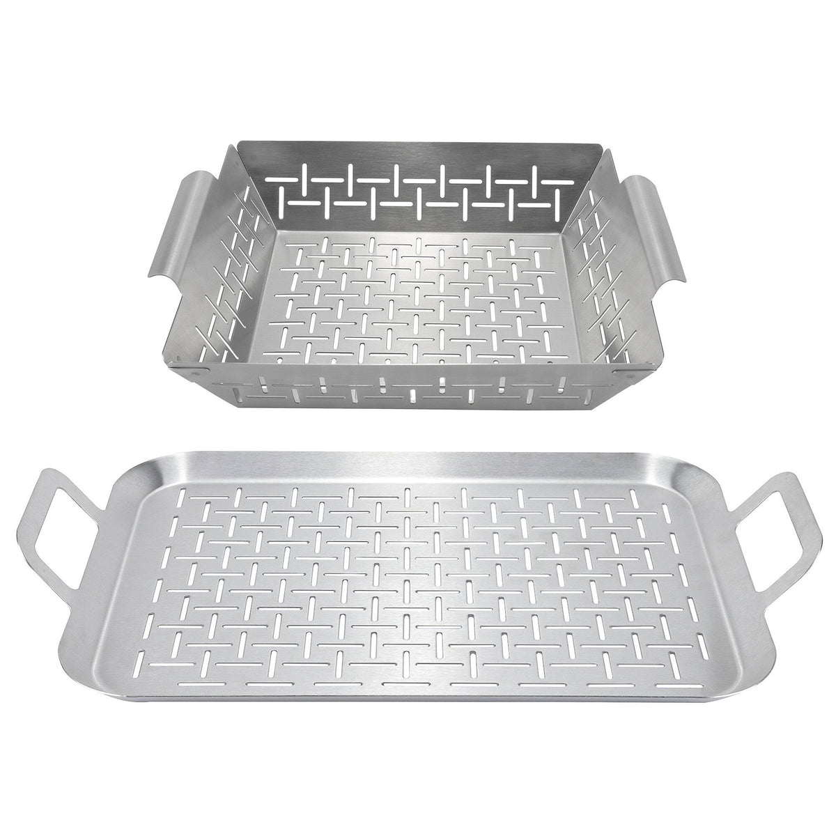 Essentials sæt med grillkurv og grillbakke i rustfrit stål til grillen