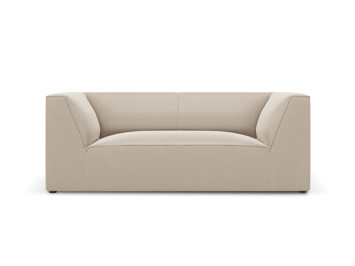 Micadoni Ruby sofa med 2 sæder i beige fløjl og sort plast