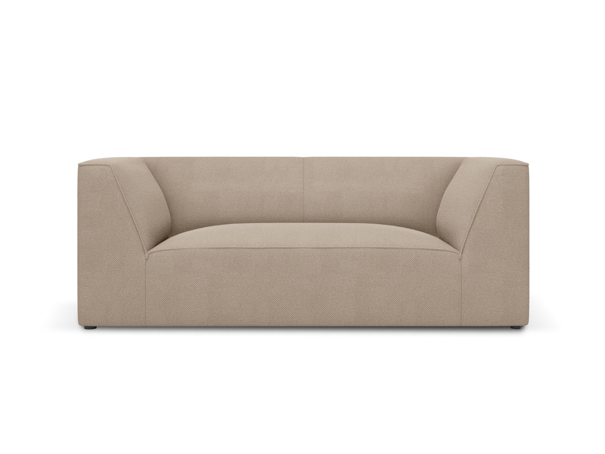 Micadoni Ruby sofa med 2 sæder i beige fløjl og sort plast