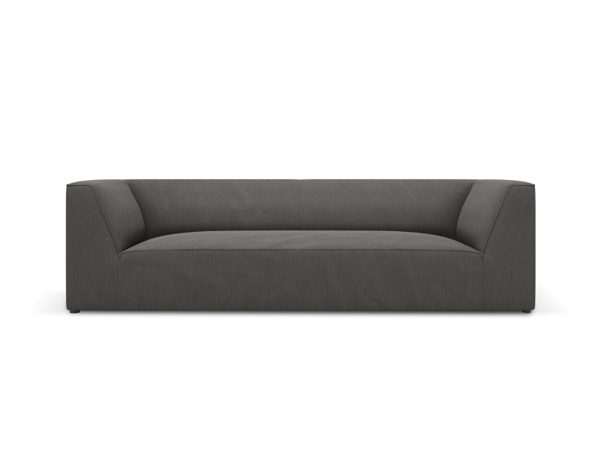 Micadoni Ruby sofa med tre sæder i grå corduroy fløjl og sort plast