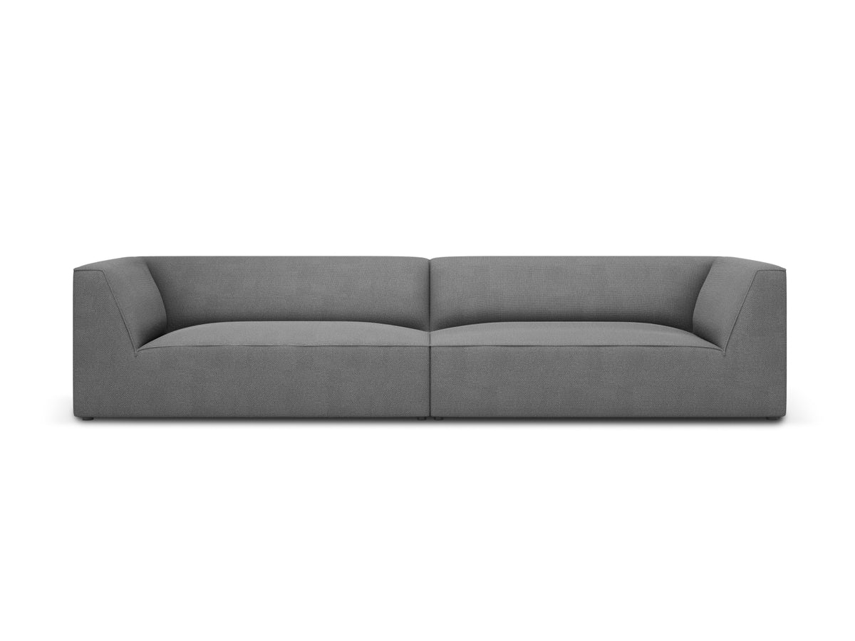 Micadoni Ruby sofa med fire sæder i gråt stof og sort plast