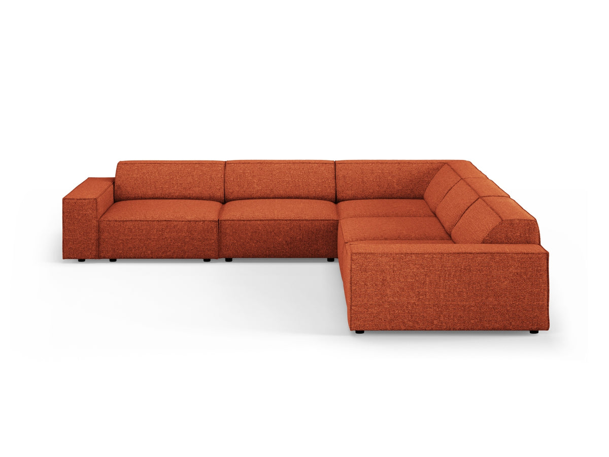 Micadoni Jodie symmetrisk hjørnesofa i bouclé stof med sort plast