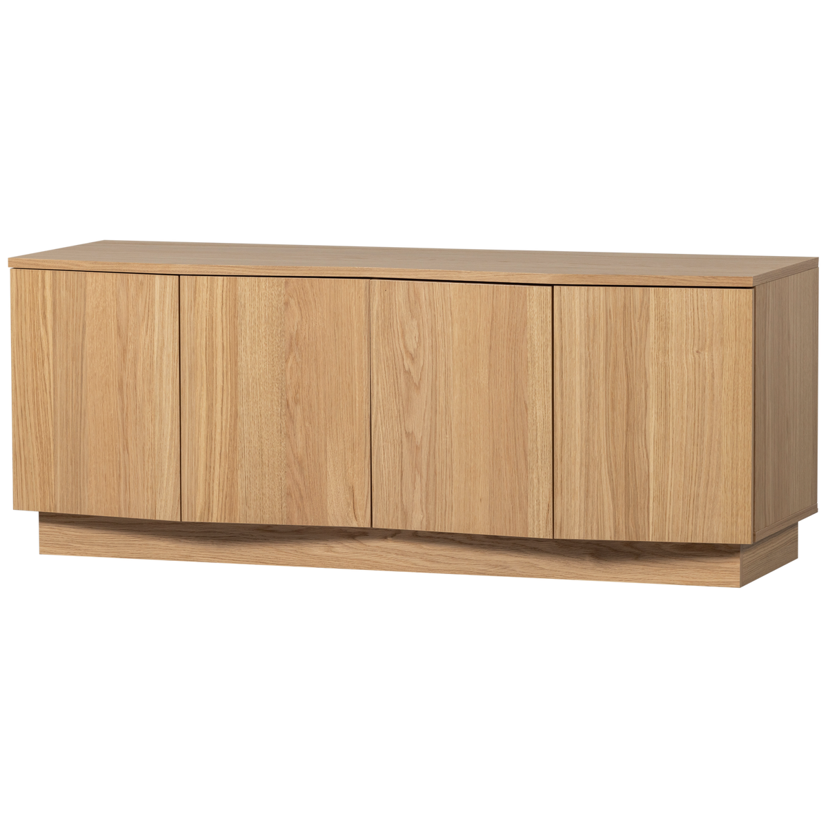 Woood Zuma TV-bord i natur egetræsfinér med 4 låger og 2 hylder, 133x45 cm