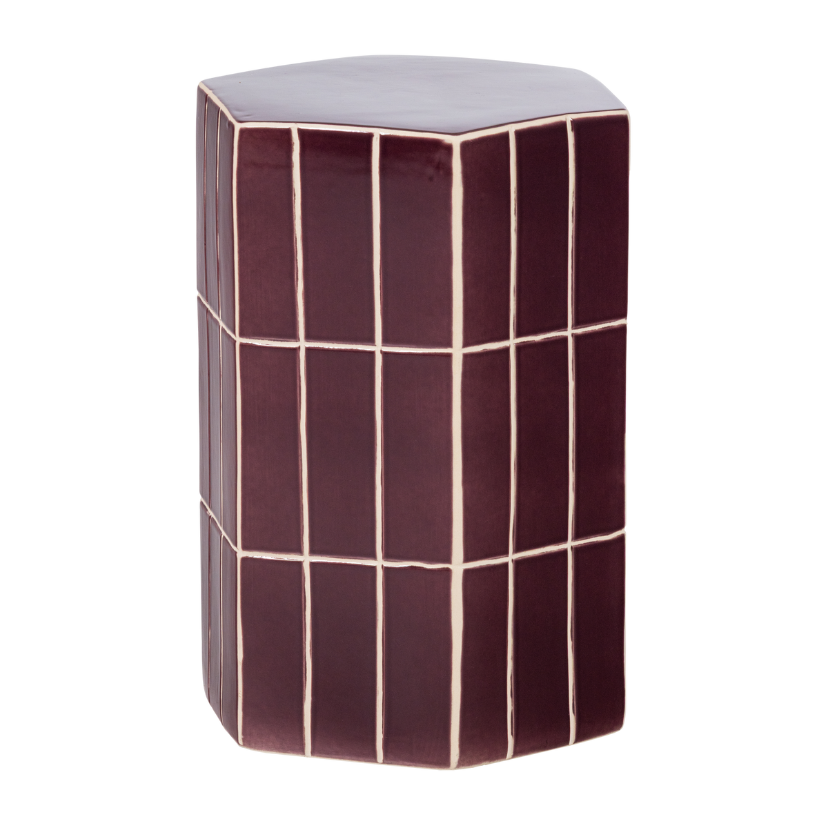 Woood Plus heksagonalt sidebord i lilla keramik