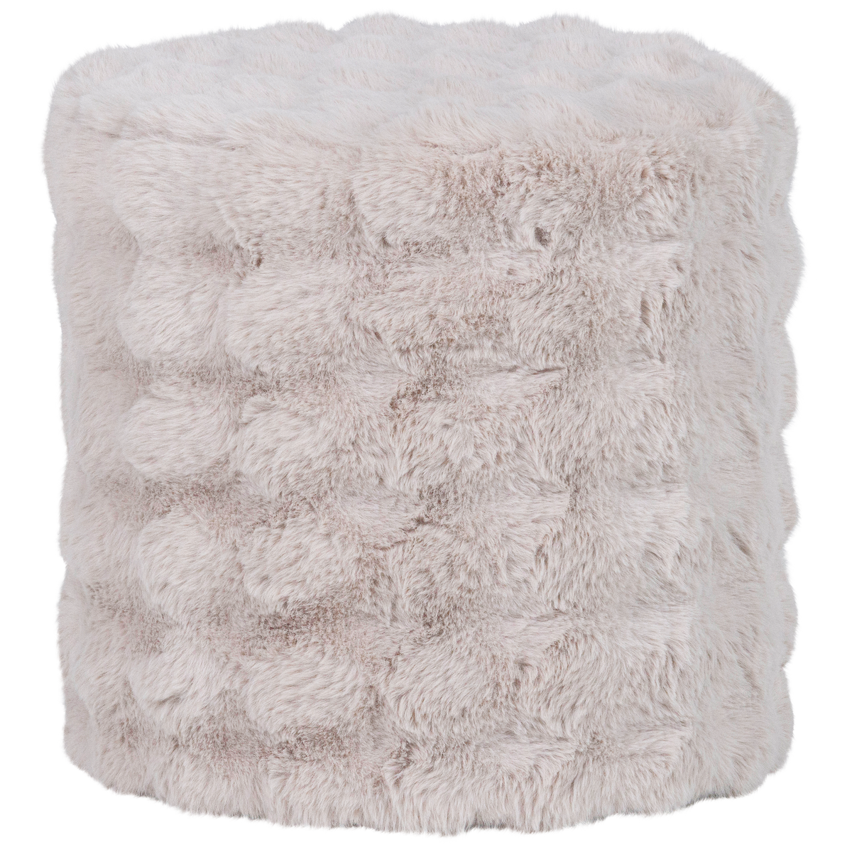WOOOD Olven høj rund puf i natur fluffy polyester stof