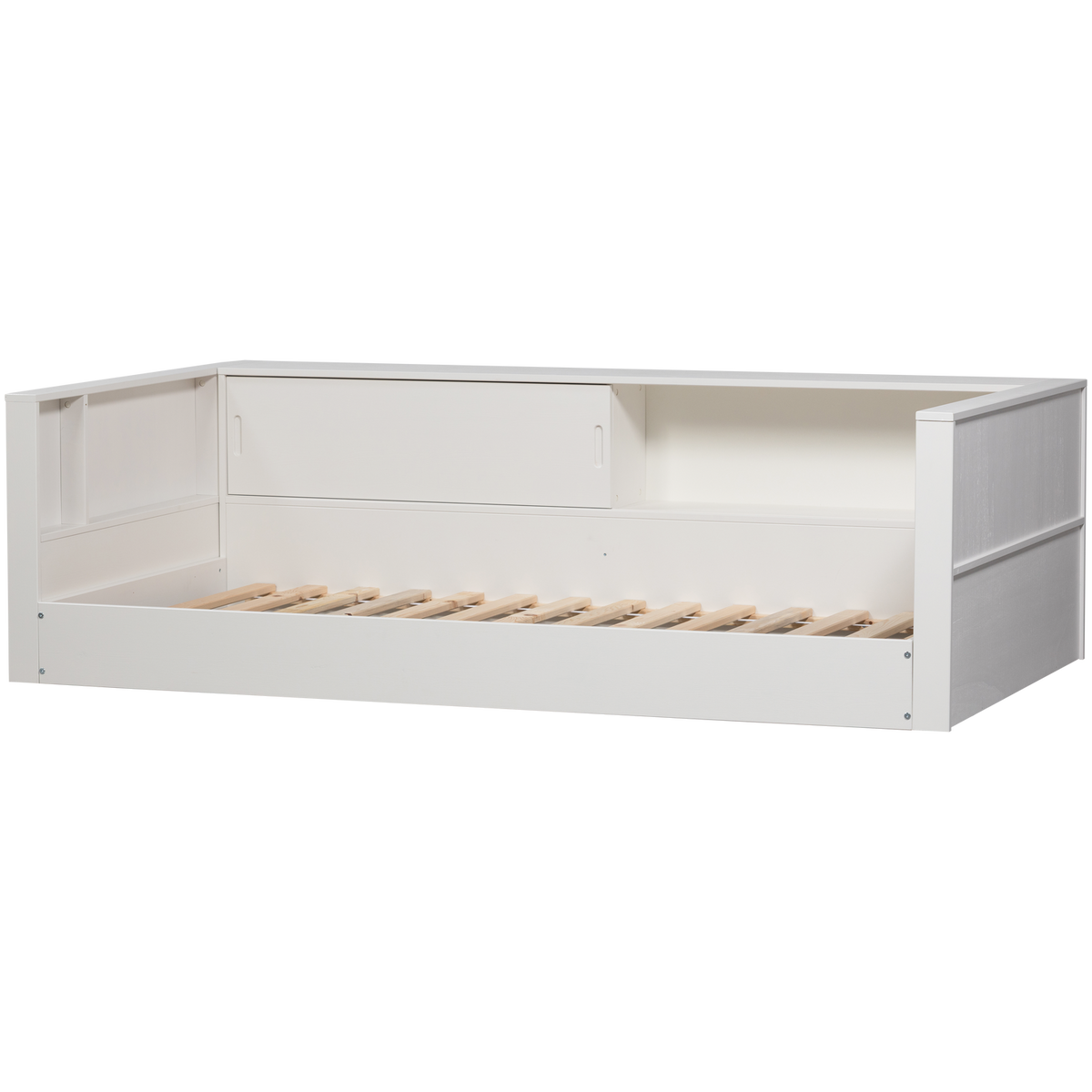 WOOOD Carter juniorseng i hvid fyrretræ med opbevaring, 90x200 cm